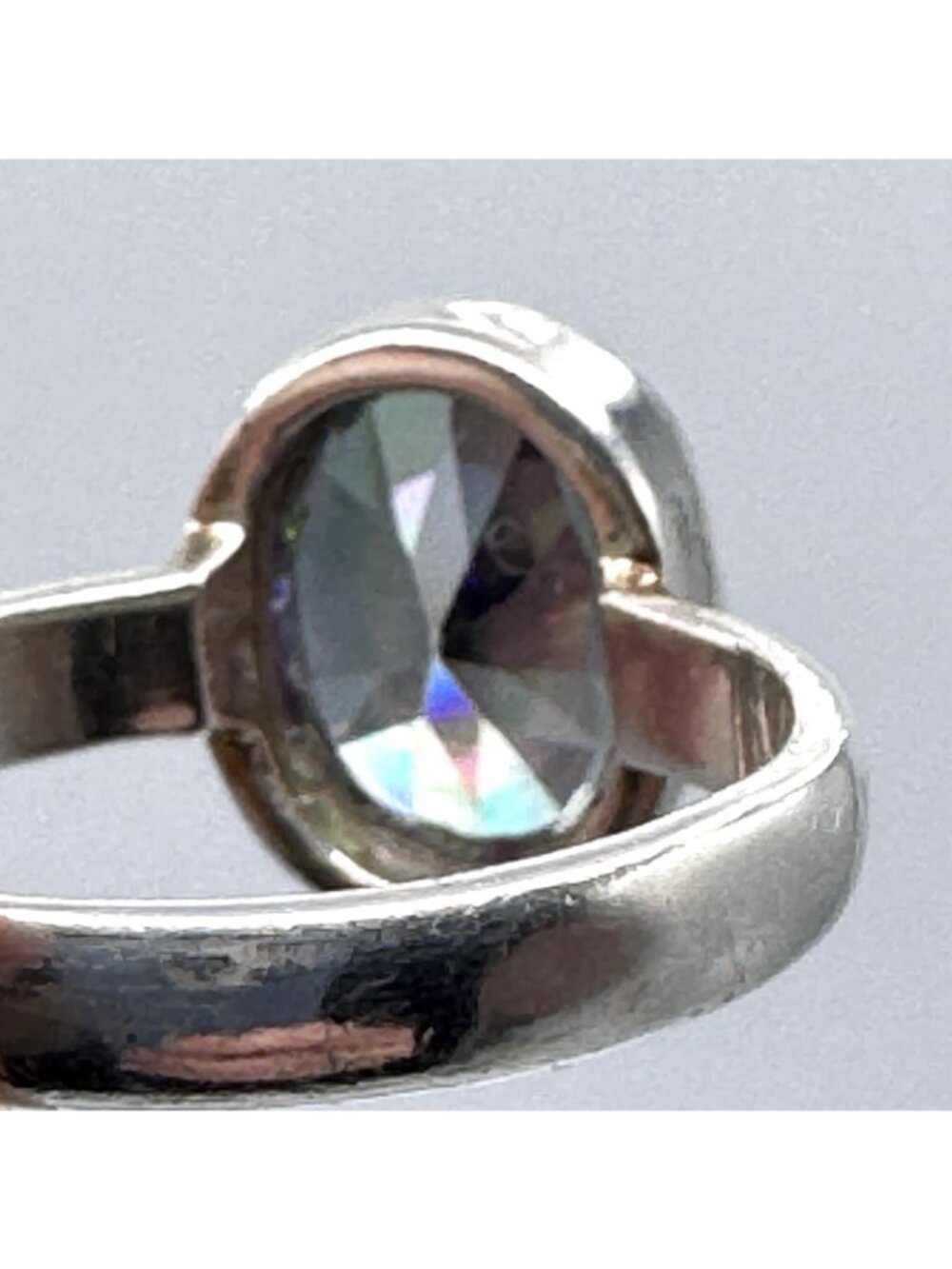 Mystic Topaz Ring Sterling Silver Rainbow Faceted Large 10mm Gemstone Size 7 - Picture 11 of 13
